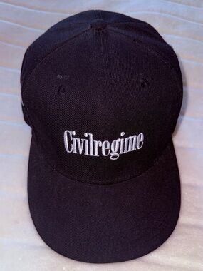 💀 Civil Regime Fitted Hat 7 1/2 • Black Flat Brim 🥀